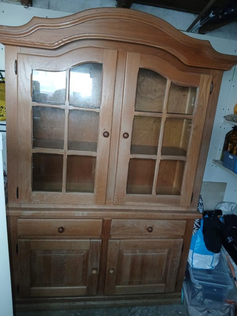 Grenen kast met glazen deuren, Ophalen, Gebruikt, Glas, Klassiek