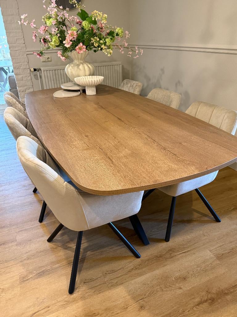 Nieuwe Kolomtafel of Spinpoot eettafel Deens ovaal, 100 tot 150 cm, Ovaal, Ophalen, Overige houtsoorten