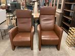 2 bruin leren relaxfauteuils - prominent €50,- p.s, Ophalen, Minder dan 50 cm, ., 75 tot 100 cm