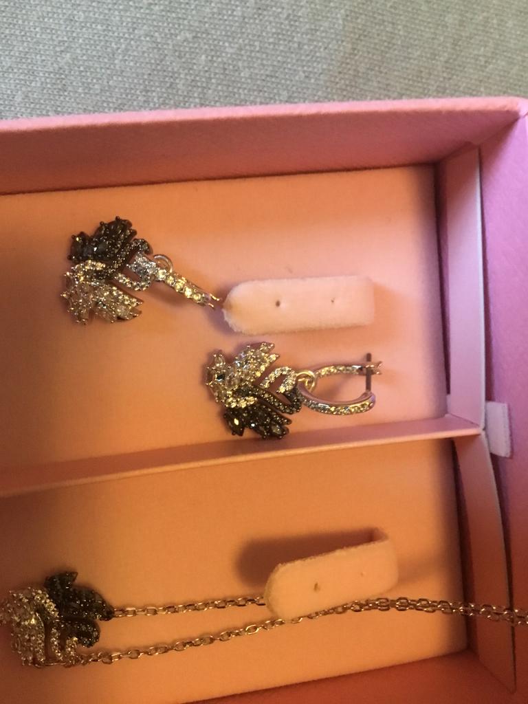 Swarovski ketting/ oorbel, Sieraden, Tassen en Uiterlijk, Oorbellen, Ophalen of Verzenden, Zo goed als nieuw, Zwart, Zilver