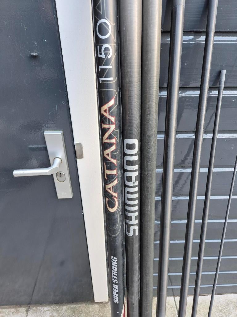 Mooie lichte Shimano Cantana vaste hengel 11,5m met zitkist, Watersport en Boten, Ophalen, Gebruikt, Vaste hengel