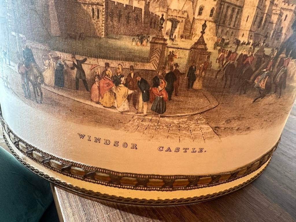 Vintage lampenkap met Windsor Castle print, Gebruikt, 25 tot 50 cm, Beige, Rond