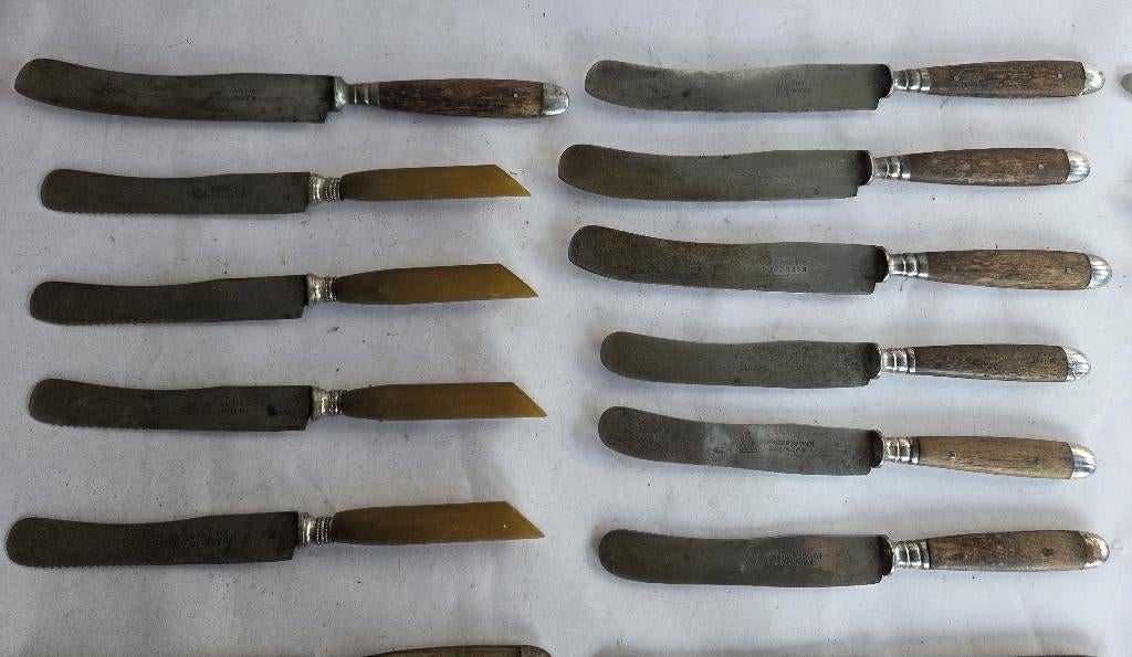 Zeldzame en verzameling antieke messen & vorken (1910-1920), Antiek en Kunst, Antiek | Bestek, Ophalen of Verzenden