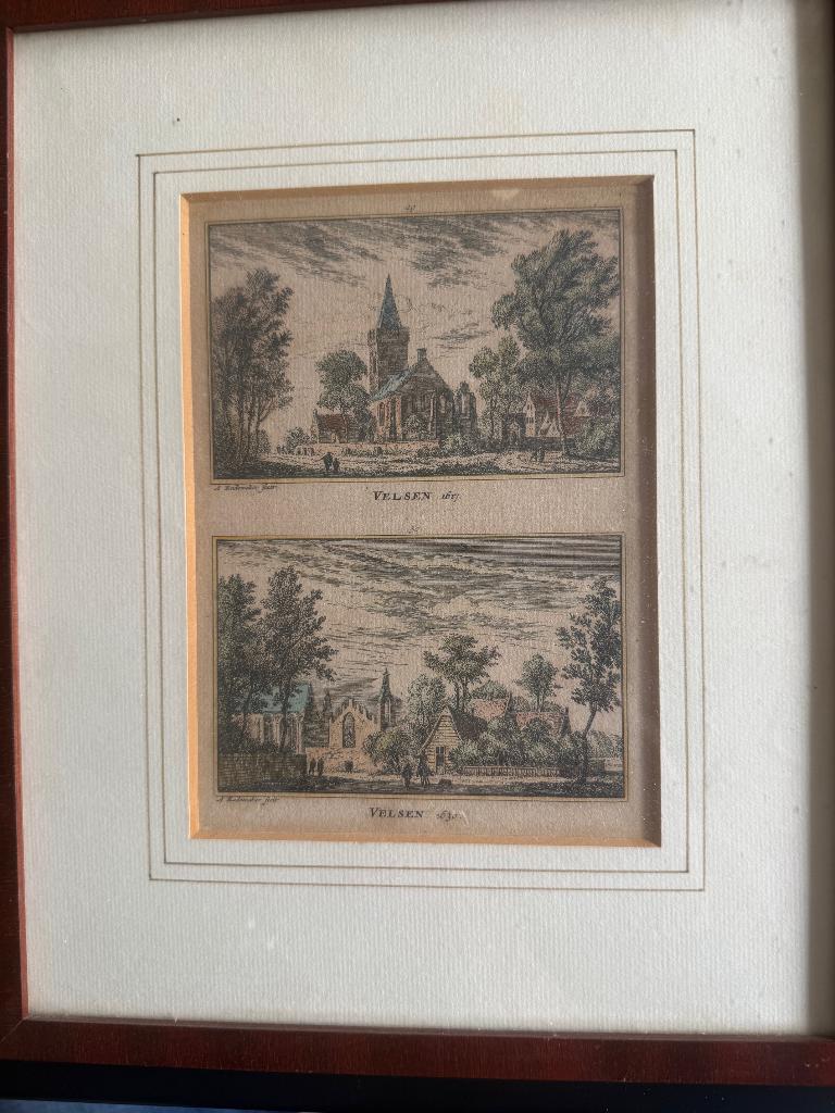 Kopergravure Gezichten op Velsen (1617-1630 / ca. 1750), Stadsgezicht, Ophalen of Verzenden, Gravure, Origineel