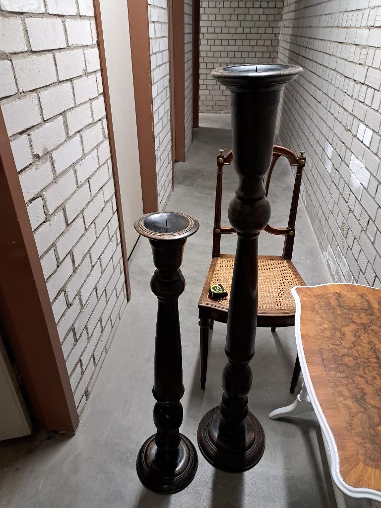 Hoge staande houten kandelaars, Ophalen, Gebruikt, Zwart, 75 cm of meer