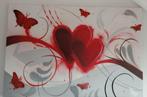 Canvas schilderij met rode harten en vlinders
80 x 120 cm, Huis en Inrichting, Woonaccessoires | Schilderijen, Tekeningen en Foto's