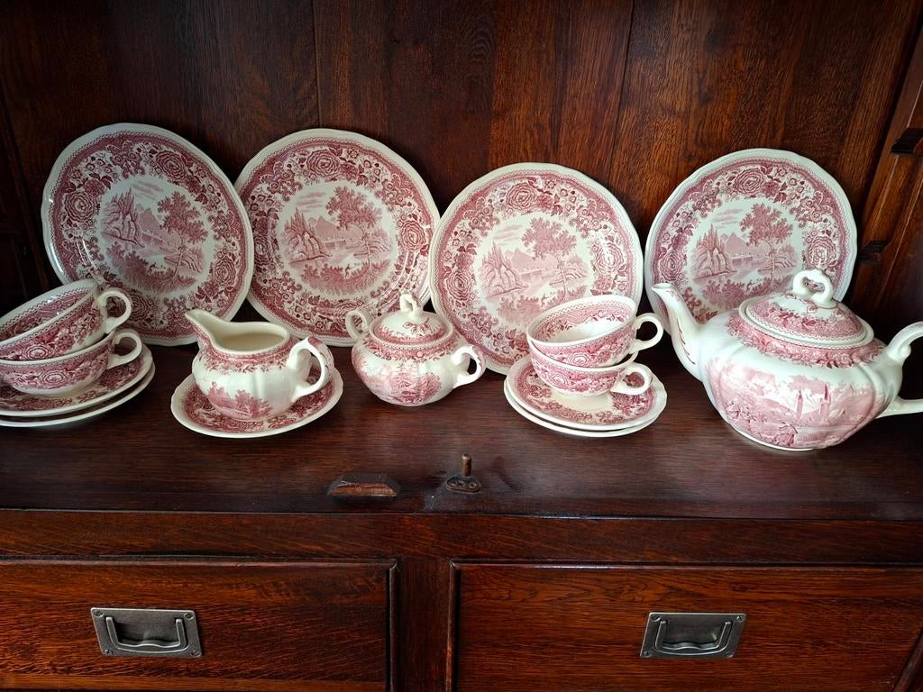 Engels Theeservies Woodland 4-delig met gebaksbordjes, Ophalen