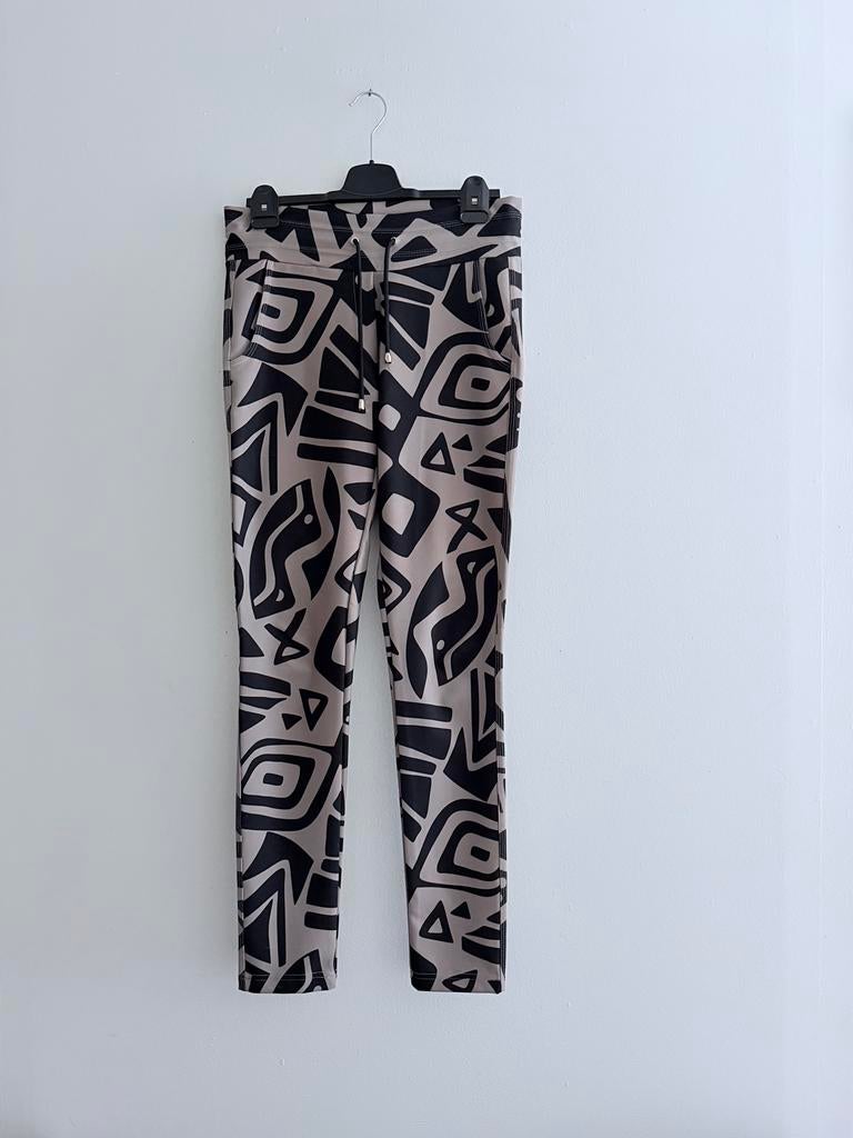 Zizo broek met patroon, zwart/beige, maat 38, Ophalen of Verzenden, Zo goed als nieuw, Maat 38/40 (M), Beige