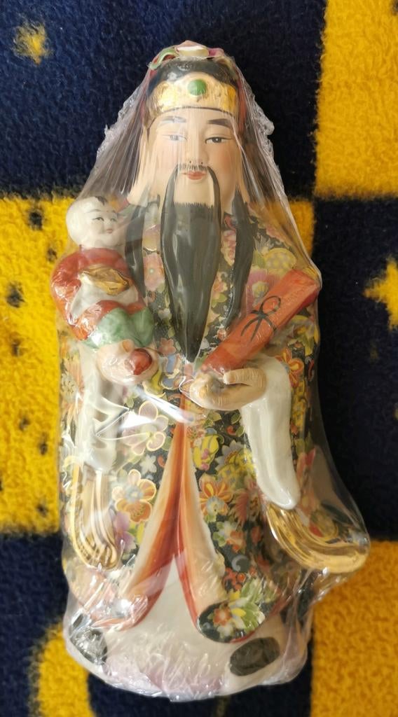 Buddha - Chinese Porseleinen God Fu - Geluk & Welvaart 35cm, Antiek en Kunst, Ophalen of Verzenden