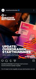 Gezocht: startbewijs: NN Marathon Rotterdam, Tickets en Kaartjes, Evenementen en Festivals, Eén persoon