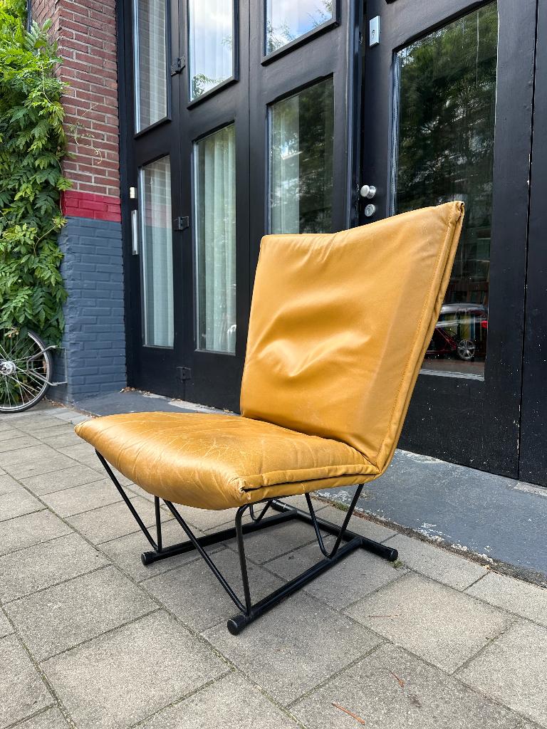 50% SALE: Vintage design fauteuil, leren Dutch design stoel, Ophalen, Gebruikt, -, Minder dan 75 cm