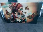 Cobra Art Plexiglas Schilderij Vrouw met Vlinders 120x80 cm, Ophalen, Zo goed als nieuw, Schilderij, 100 tot 125 cm