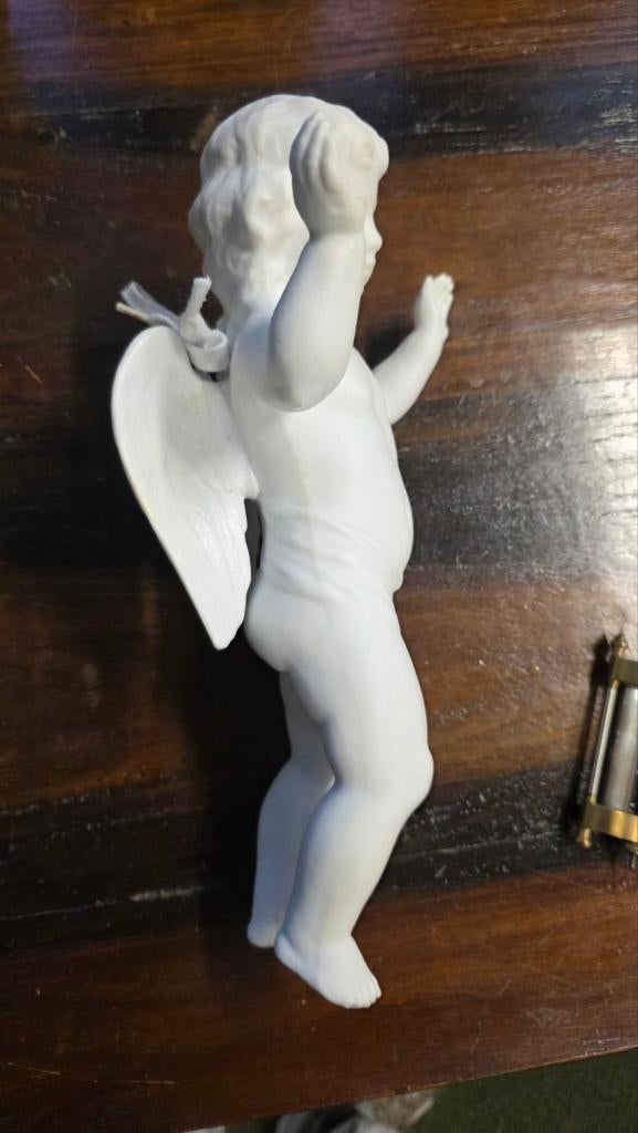 Antieke Witte Bisquit Engel voor aan de Muur, Ophalen of Verzenden