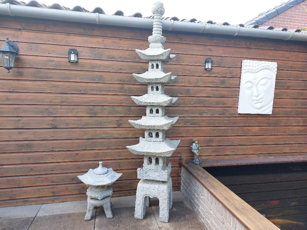Japanse pagode 2,2 meter graniet, Tuin en Terras, Tuinbeelden, Ophalen, Gebruikt, Steen, Overige typen