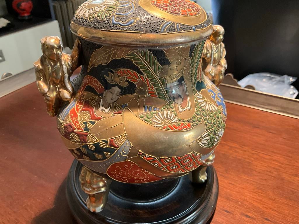 'Antieke' Japanse Satsuma Koro Wierookbrander Teab, Ophalen