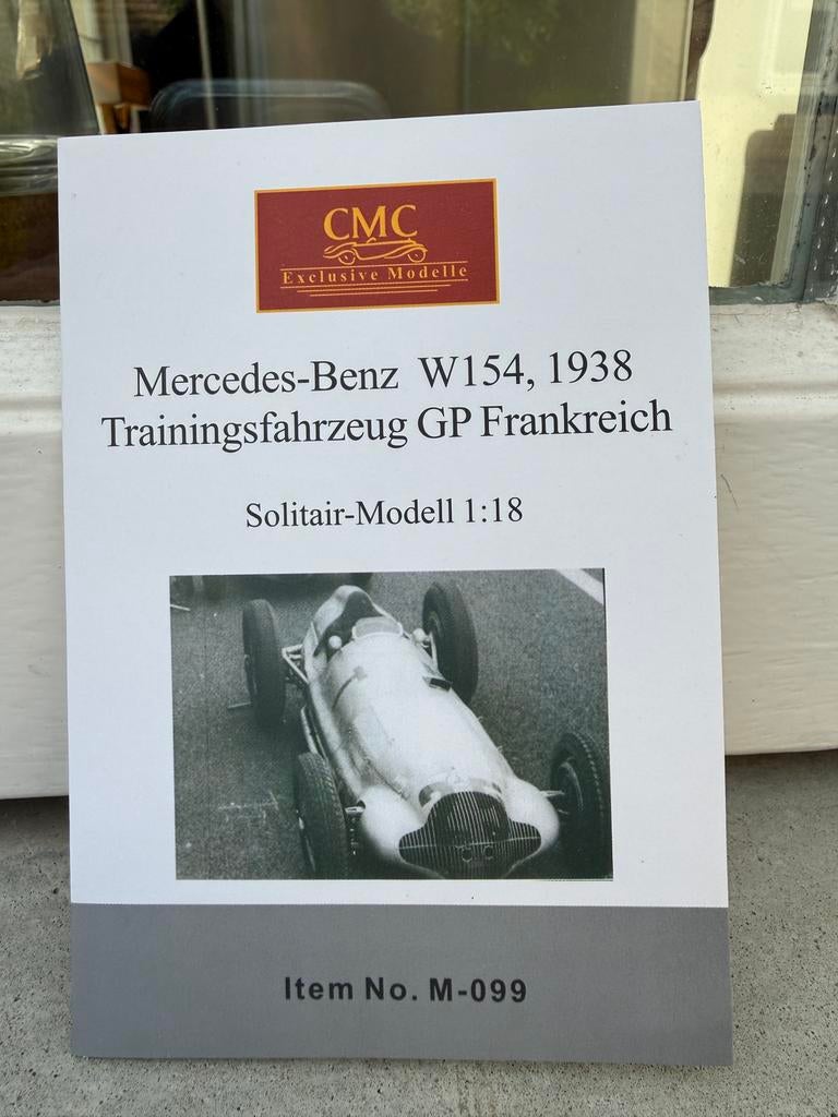 1:18 Mercedes-Benz W154 GP Training Frankrijk 1938 CMC M-099, Hobby en Vrije tijd, Modelauto's | 1:18, Overige merken, Auto, Nieuw
