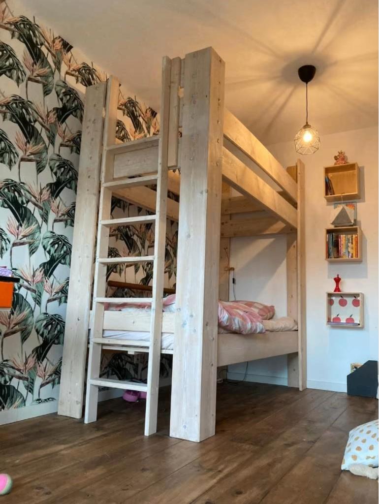 Sapelbed en Hoogslaper ineen!, Ophalen, Gebruikt, Hoogslaper