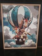 Schilderij giraffen in luchtballon, Ophalen of Verzenden