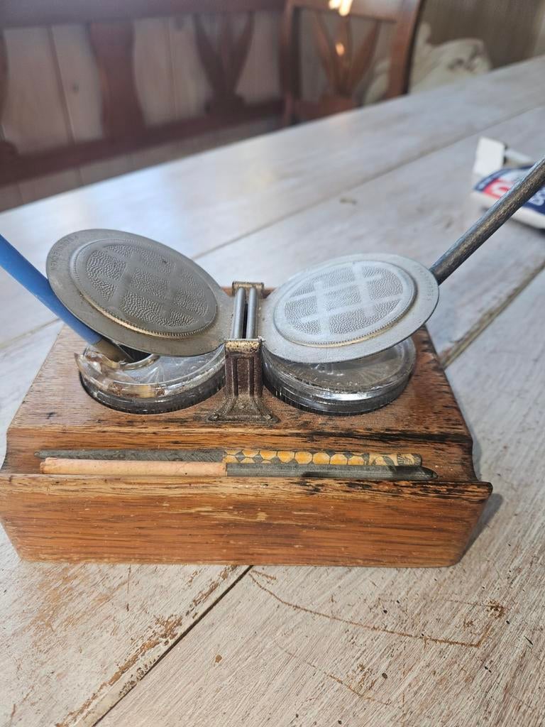 Antieke F. Soennecken schrijfset met inktpotten en pennen, Ophalen of Verzenden