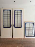 Glas en lood deuren met raam, Doe-het-zelf en Verbouw, Binnendeur, Ophalen of Verzenden, 200 tot 215 cm, Glas
