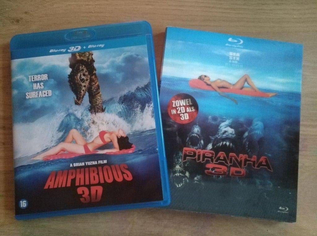 Bluray | Amphibious 3D + Piranha 3D ( ZGAN ), Cd's en Dvd's, Blu-ray, Ophalen, Zo goed als nieuw, Horror, Boxset