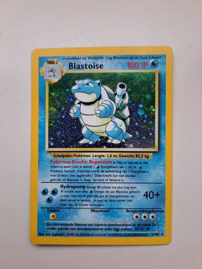 Blastoise NL 2/102 Holo - Base Set Pokémon Kaart, Ophalen of Verzenden, Gebruikt, Losse kaart, Foil