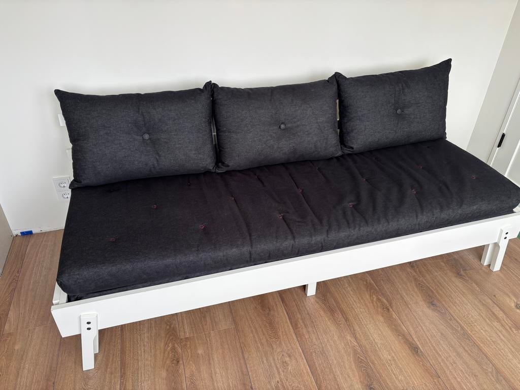IKEA PS 2012 Slaapbank - Zwart/Wit met opbergruimte, Ophalen, Gebruikt, Tweepersoons, 140 cm