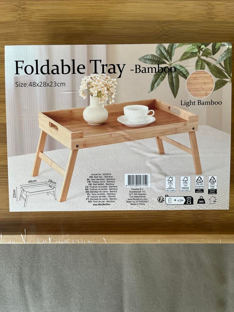 Opvouwbaar Bamboe Dienbladen- Bedtafels, Ophalen of Verzenden, Nieuw, Bruin, Hout