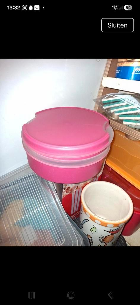 Roze koektrommel tupperware, Huis en Inrichting, Keuken | Keukenbenodigdheden, Gebruikt, Ophalen of Verzenden