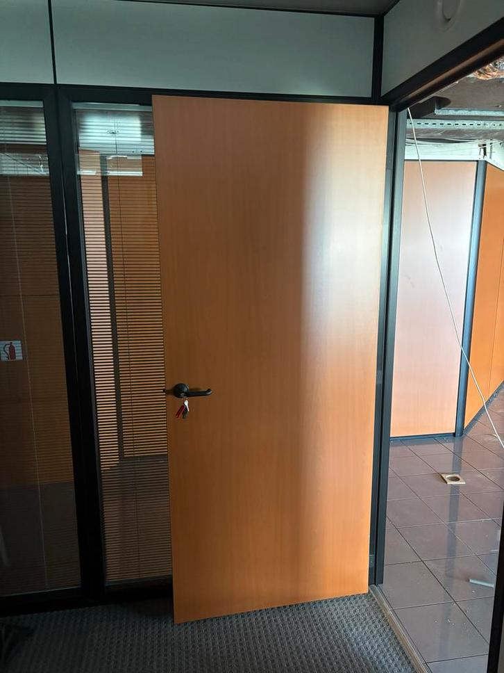 Houten kantoor deuren, Doe-het-zelf en Verbouw, Deuren en Horren, Gebruikt, Binnendeur, 200 tot 215 cm, 80 tot 100 cm, Hout, Ophalen of Verzenden