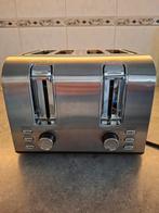 Stijlvolle RVS 4-sleufs broodrooster met ontdooi-functie, Witgoed en Apparatuur, Ophalen of Verzenden, Nieuw, Uitneembare kruimellade