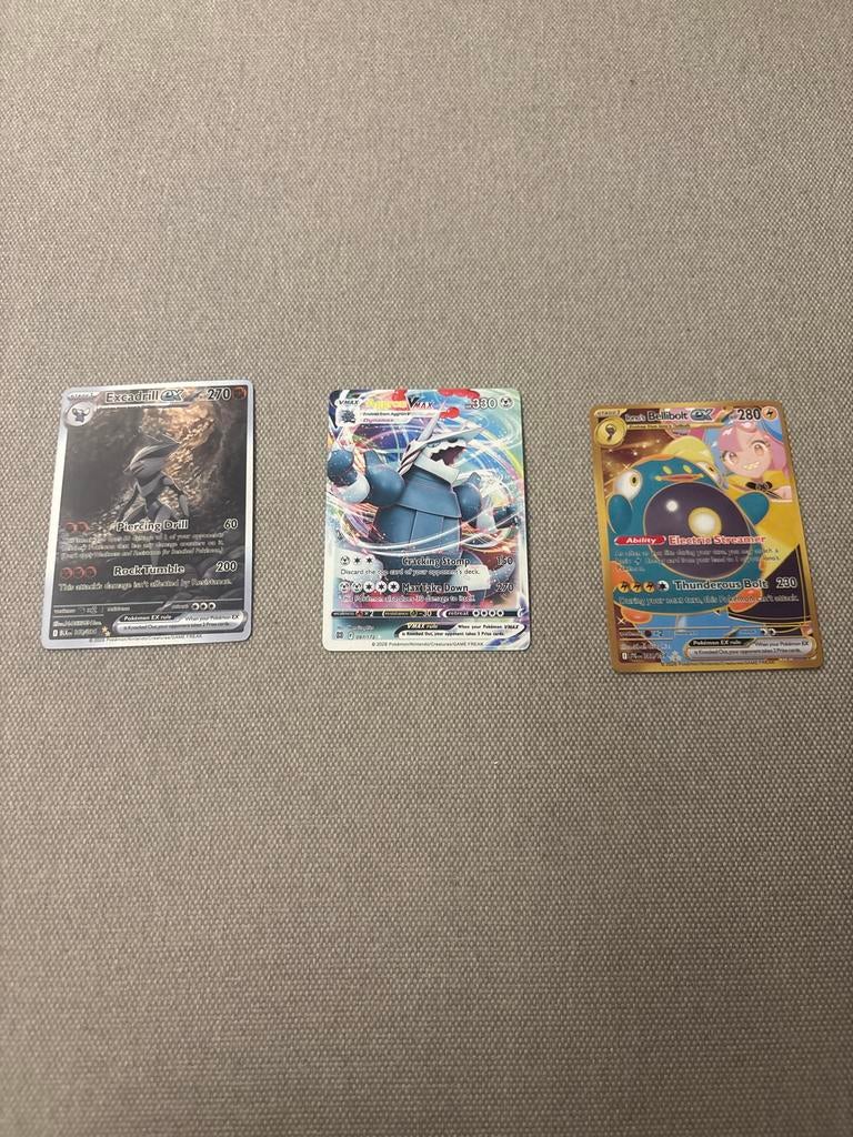 Pokémon kaarten: Excadrill EX, Aggron VMAX, Iono's Bellibolt, Ophalen, Zo goed als nieuw, Meerdere kaarten