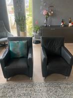 Leolux Dolcinea fauteuils (2 stuks) - Grijs leder, Ophalen, Gebruikt, 50 tot 75 cm, Leer
