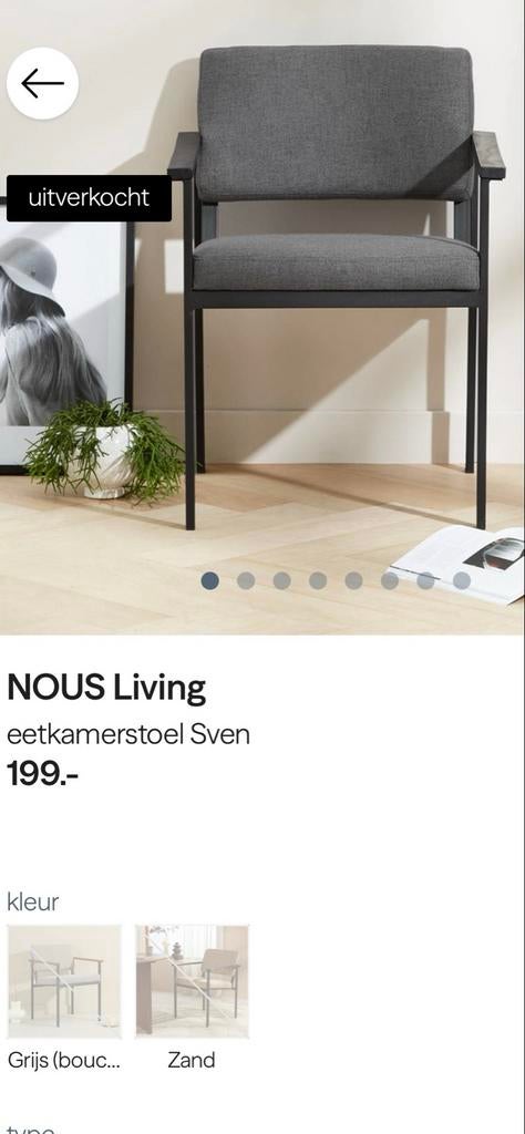 4 Moderne eetkamerstoelen Sven grijs, Ophalen, Gebruikt, Vier, Stof