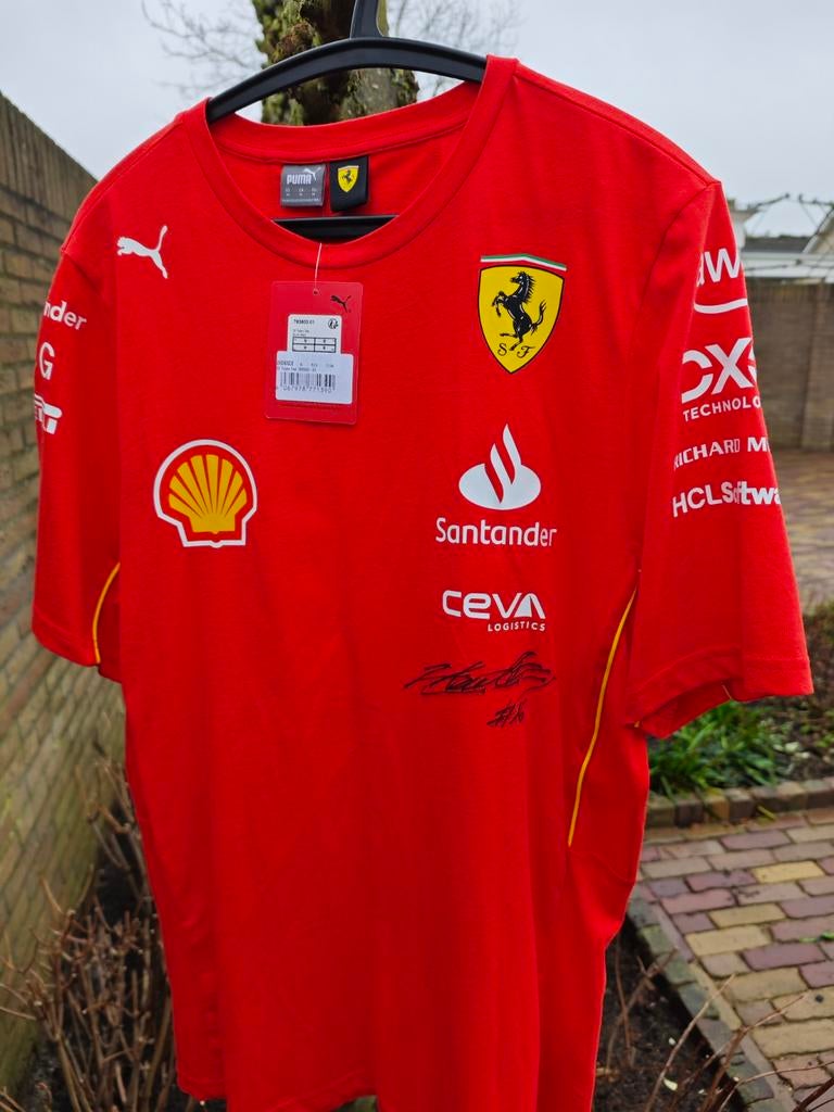 Ferrari F1 T-shirt Puma - Charles Leclerc #16 Handtekening, Ophalen of Verzenden, Nieuw, Formule 1