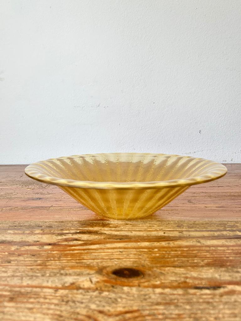 Schaal / fruitschaal - glas - geelglas - vintage, Ophalen of Verzenden