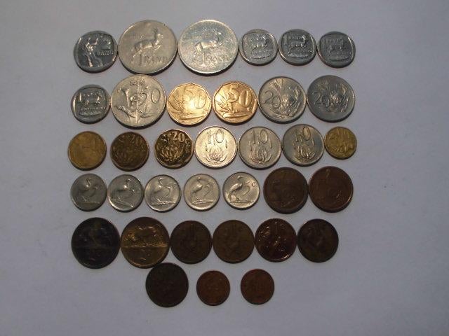35 munten Zuid Afrika 2,1 rand,50,20,10,5,2,1 cent 1966/2013, Postzegels en Munten, Munten | Afrika, Ophalen of Verzenden, Zuid-Afrika