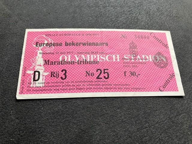 TICKET EUROPA CUP 2 FINALE 1977 HAMBURGER SV EN ANDERLECHT, Ophalen of Verzenden, Zo goed als nieuw, Buitenlandse clubs