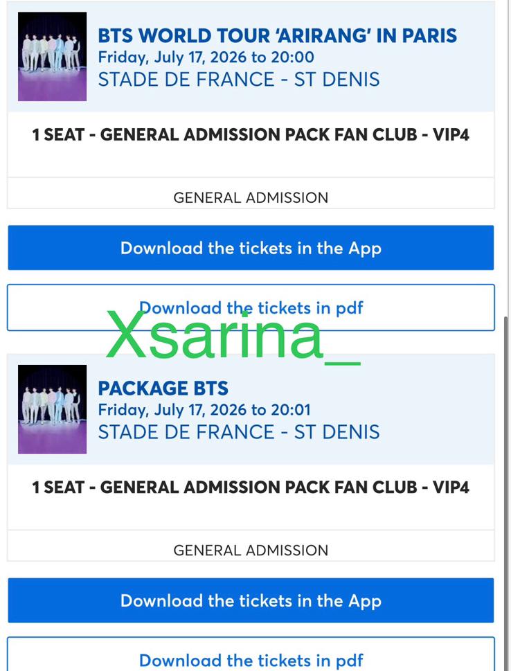 BTS VIP Soundcheck Ticket Parijs 17 juli – VIP4 Package, Tickets en Kaartjes, Eén persoon, Juli