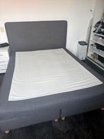 Boxspring grijs met hoofdbord, Huis en Inrichting, Ophalen, Gebruikt, Tweepersoons, 180 cm