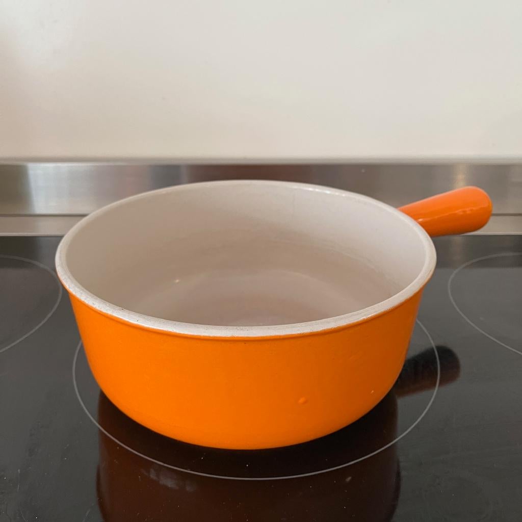 Vintage Le Creuset fonduepan gietijzeren fonduepan, Huis en Inrichting, Keuken | Potten en Pannen, Gebruikt, Gietijzer, Ophalen of Verzenden
