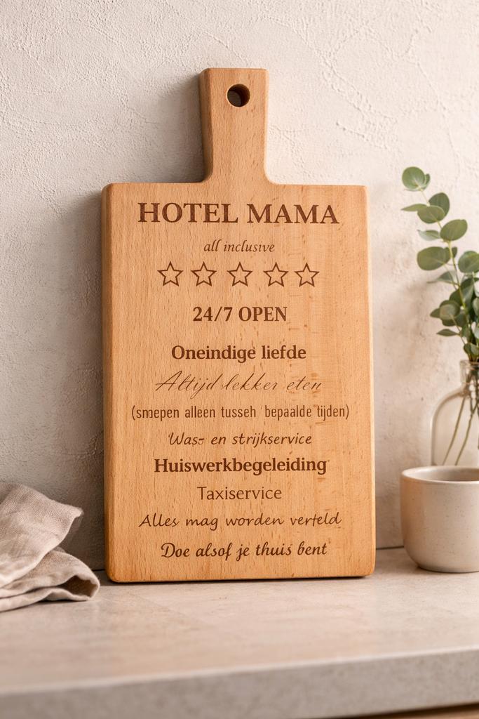 Hotel Mama Snijplank - Houten Serveerplank met Gravering, Ophalen of Verzenden, Nieuw