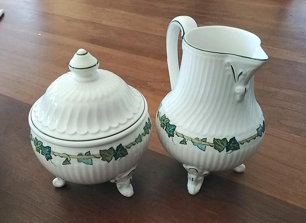 Vintage suikerpot en melkkannetje Villeroy&Boch Green Park, Antiek en Kunst, Antiek | Servies los, Ophalen of Verzenden
