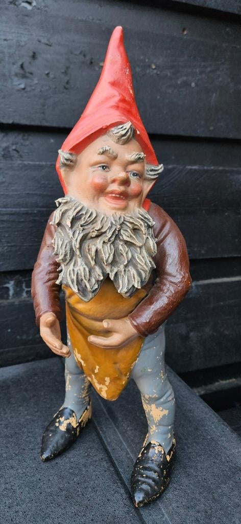 Antieke tuinkabouter vintage, Ophalen, Gebruikt, Steen, Tuinkabouter