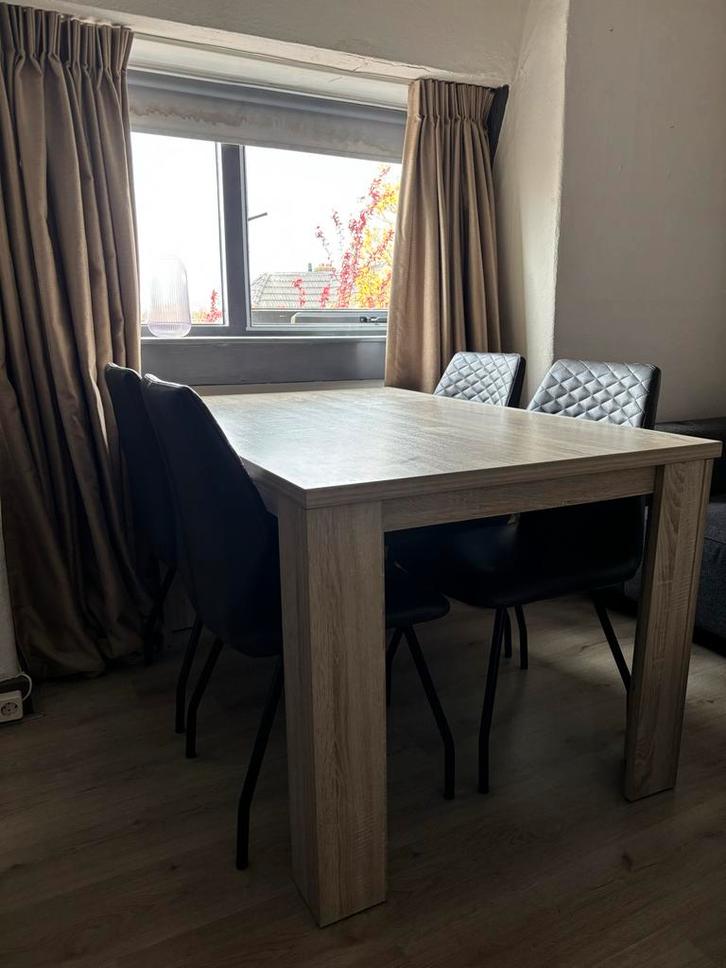 Set van 4 eetkamerstoelen - Grijs kunstleer, Huis en Inrichting, Stoelen, Gebruikt, Vier, Kunststof, Grijs, Ophalen