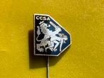 Emaille speldje CCSA leeuw atletiek, Ophalen of Verzenden, Gebruikt, Sport, Speldje of Pin