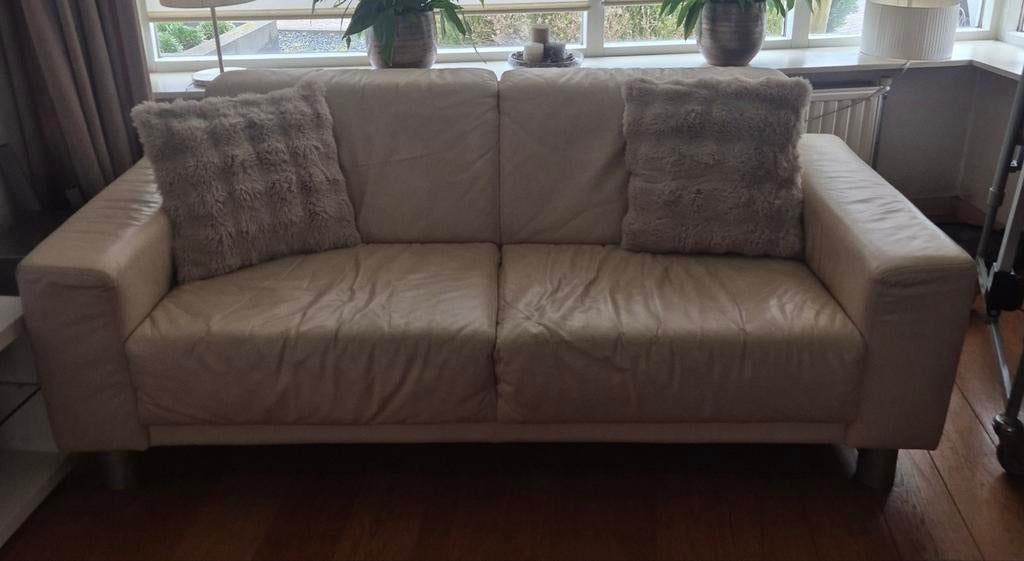 Beige bank, gratis op te halen, Gebruikt, Tweepersoons, 75 tot 100 cm, Ophalen of Verzenden