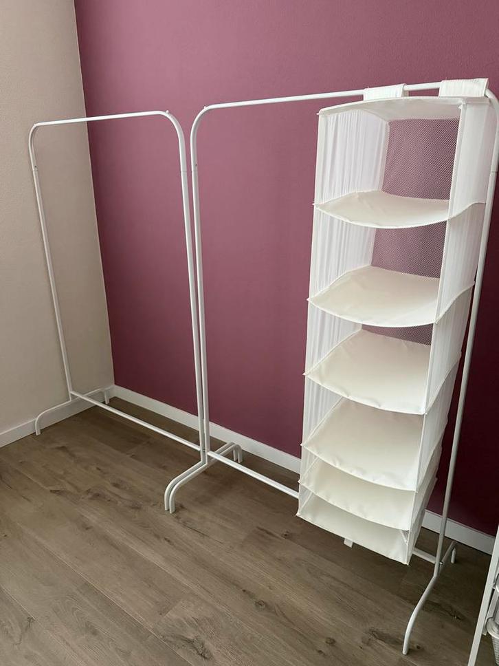 2x Ikea Mulig kledingrek + Skubb opberger met 6 vakken wit, Kleding | Dames, Kledingrekken, Gebruikt, Ophalen of Verzenden