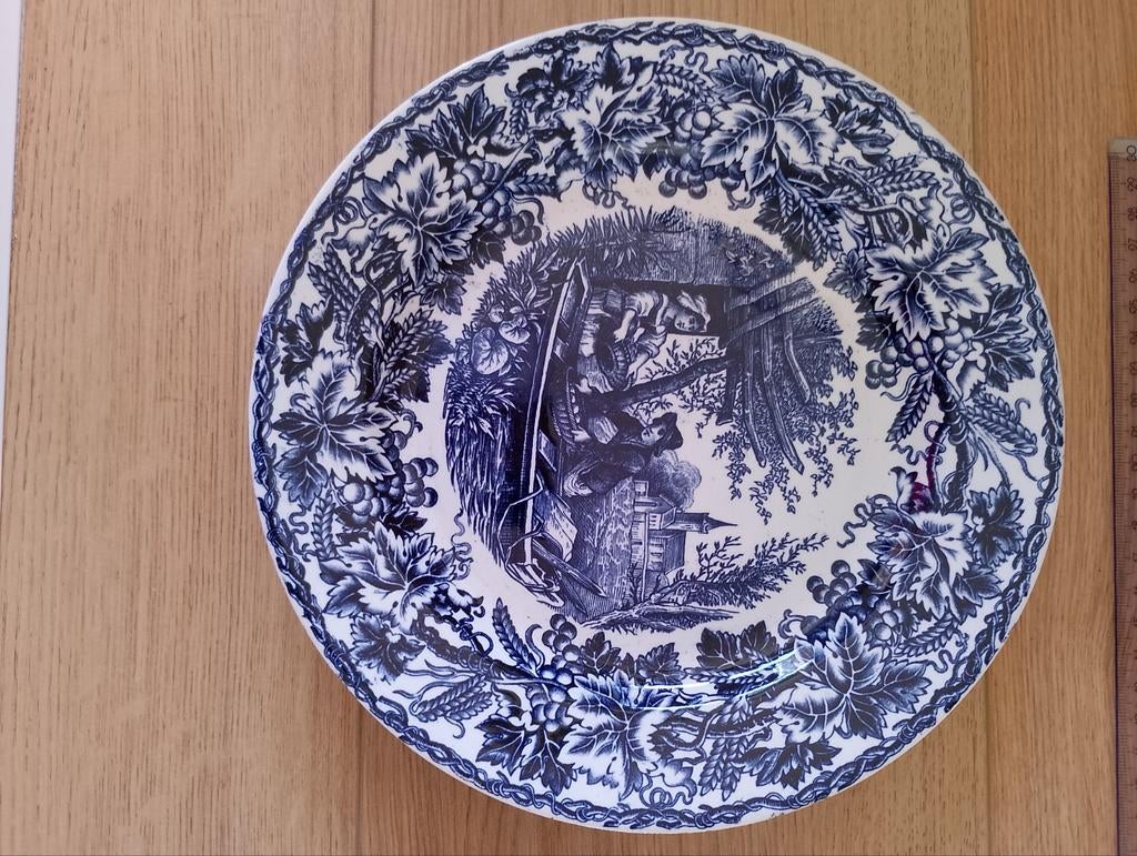 Wandbord Societe Ceramique Maastricht Blauw-Wit Decor, Antiek en Kunst, Antiek | Wandborden en Tegels, Ophalen of Verzenden