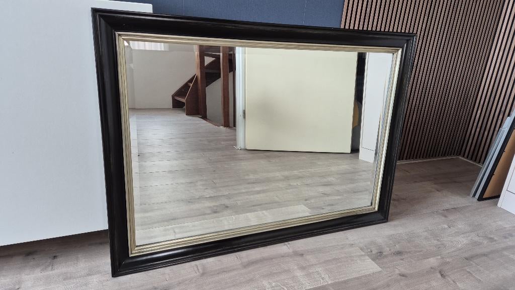 Rechthoekige spiegel zwart 102x72 cm, Huis en Inrichting, Woonaccessoires | Spiegels, Ophalen, Zo goed als nieuw, 100 tot 125 cm